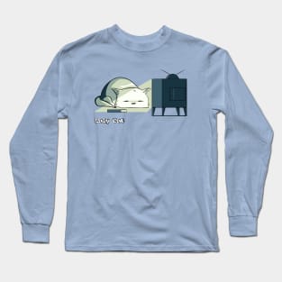 Lazy Cat (Watching TV) Long Sleeve T-Shirt